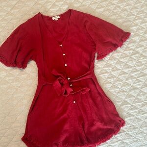 umgee red belted romper